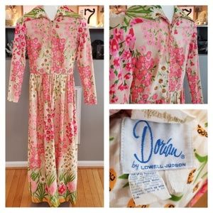 Vintage Hostess Maxi Dress 70s 60s